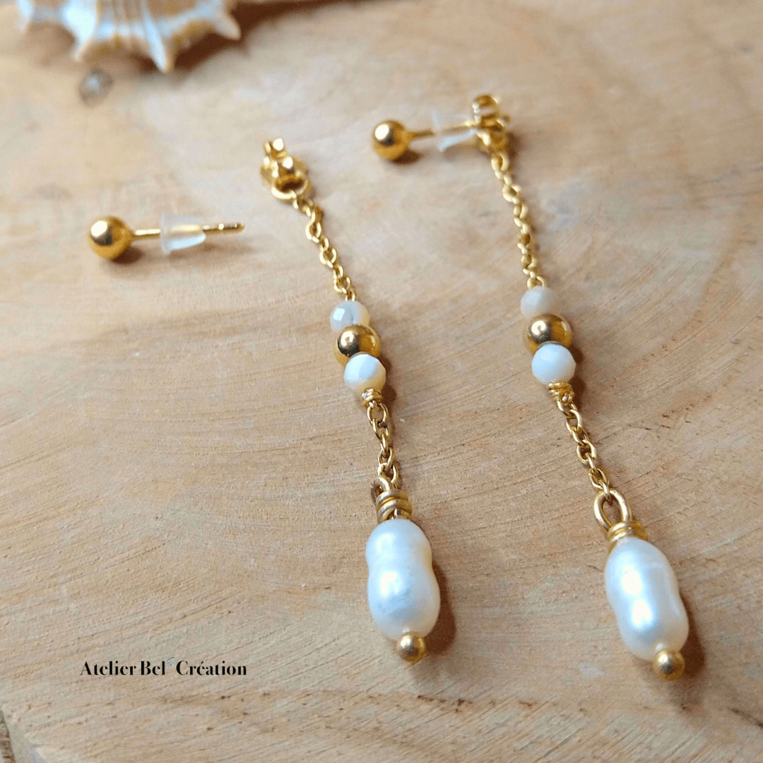 Puce et dos d’oreille chaînette « Perla » - Atelier Bel’Création