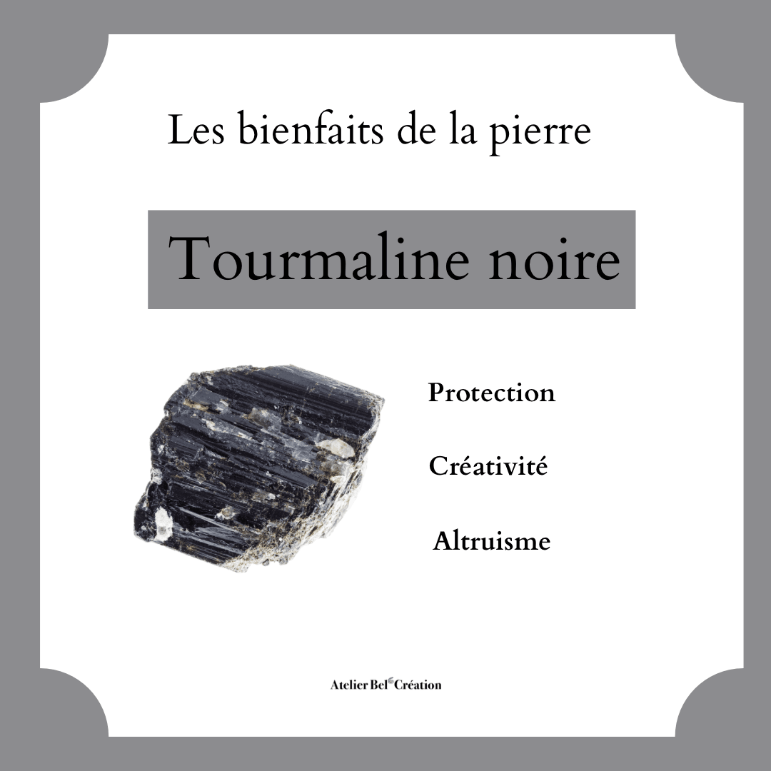 Collier homme, Mala Tourmaline noire « Miran » - Atelier Bel’Création