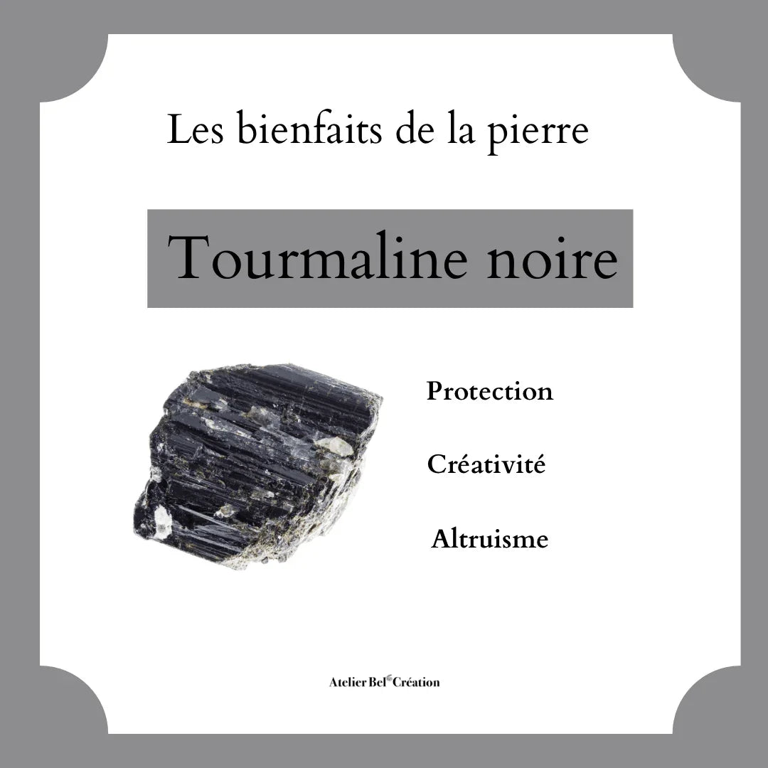 Collier homme, Mala Tourmaline noire « Miran » - Atelier Bel’Création
