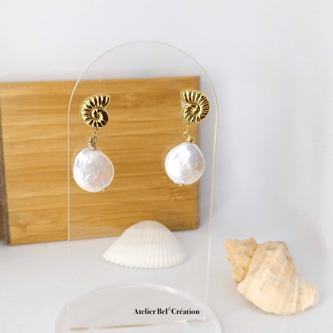 Boucles d’oreilles perle eau douce baroque « Lanoa » - Atelier Bel’Création