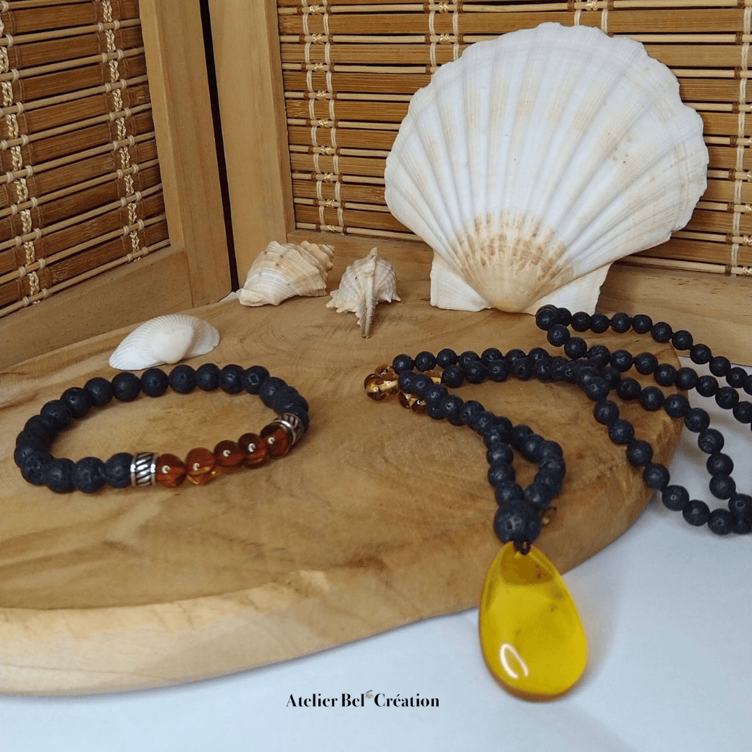 Bracelet homme Ambre « Atlas » - Atelier Bel’Création