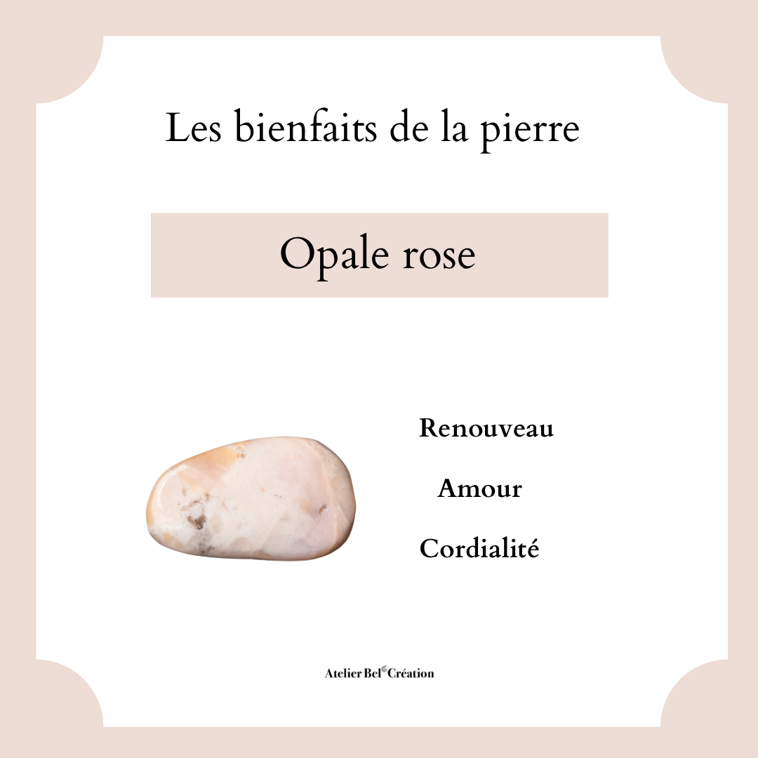 Collier perles naturelles en Opale Rose « Cyane »