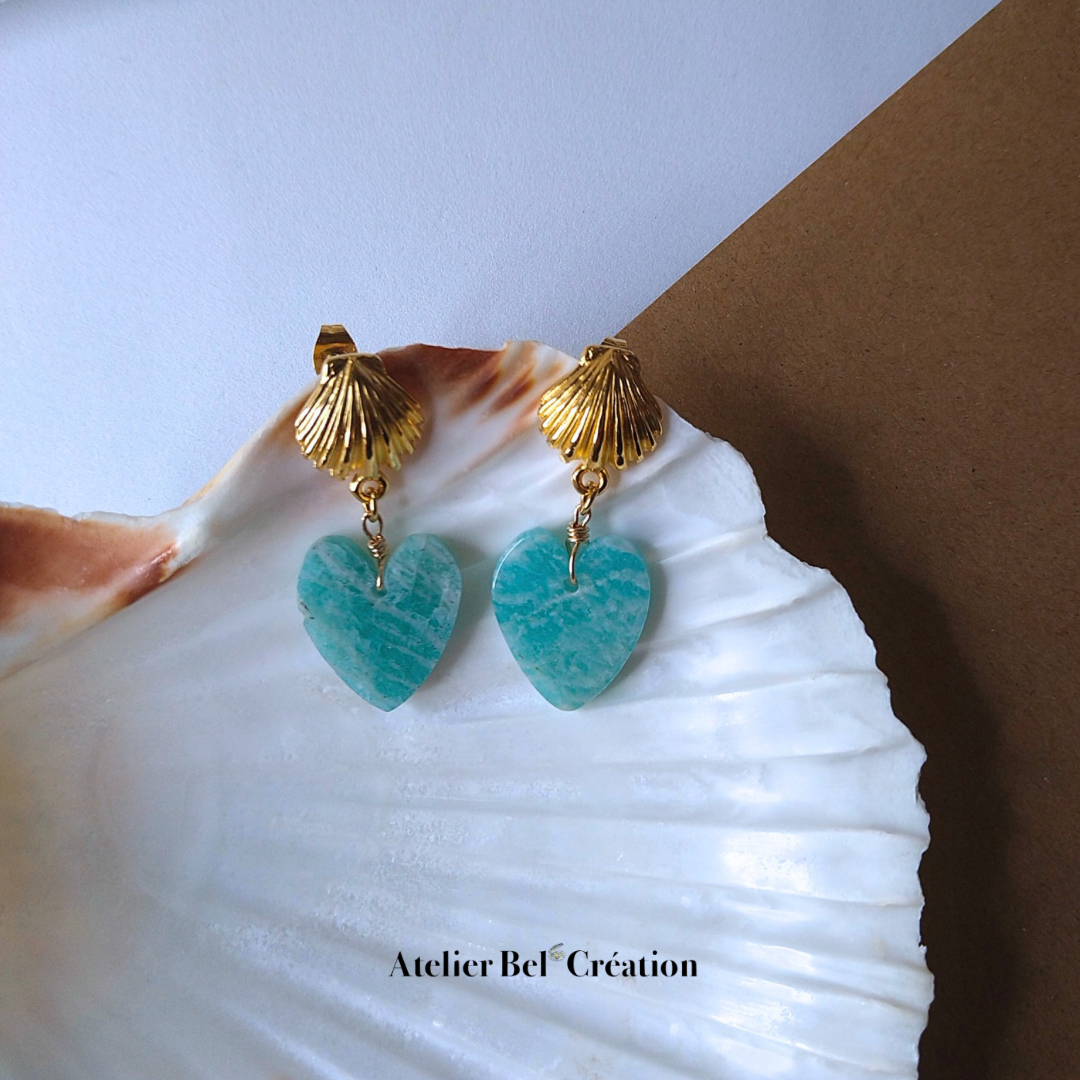 "Seana" Amazonite Heart Earrings