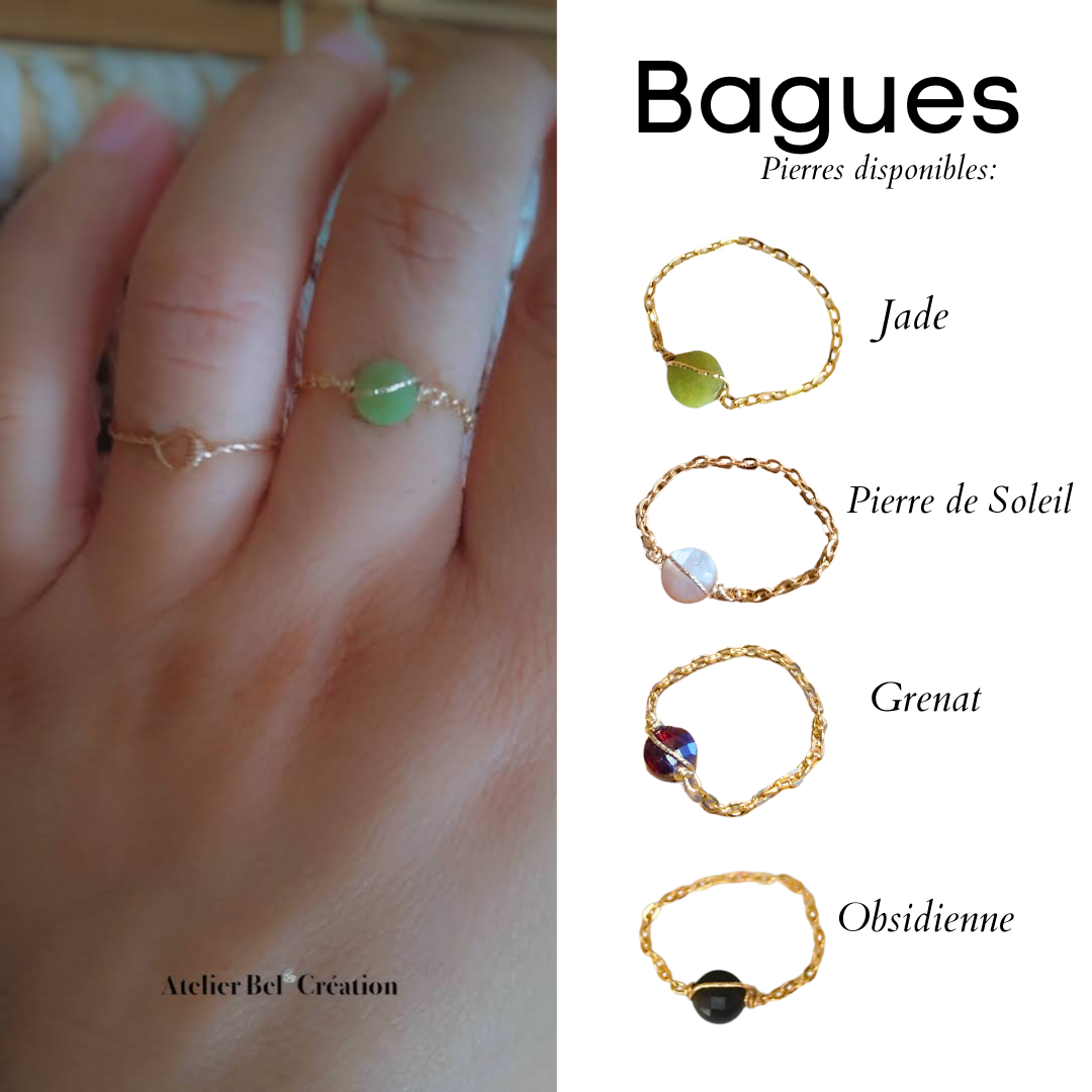 Bague chaînette en Grenat « Bahá »