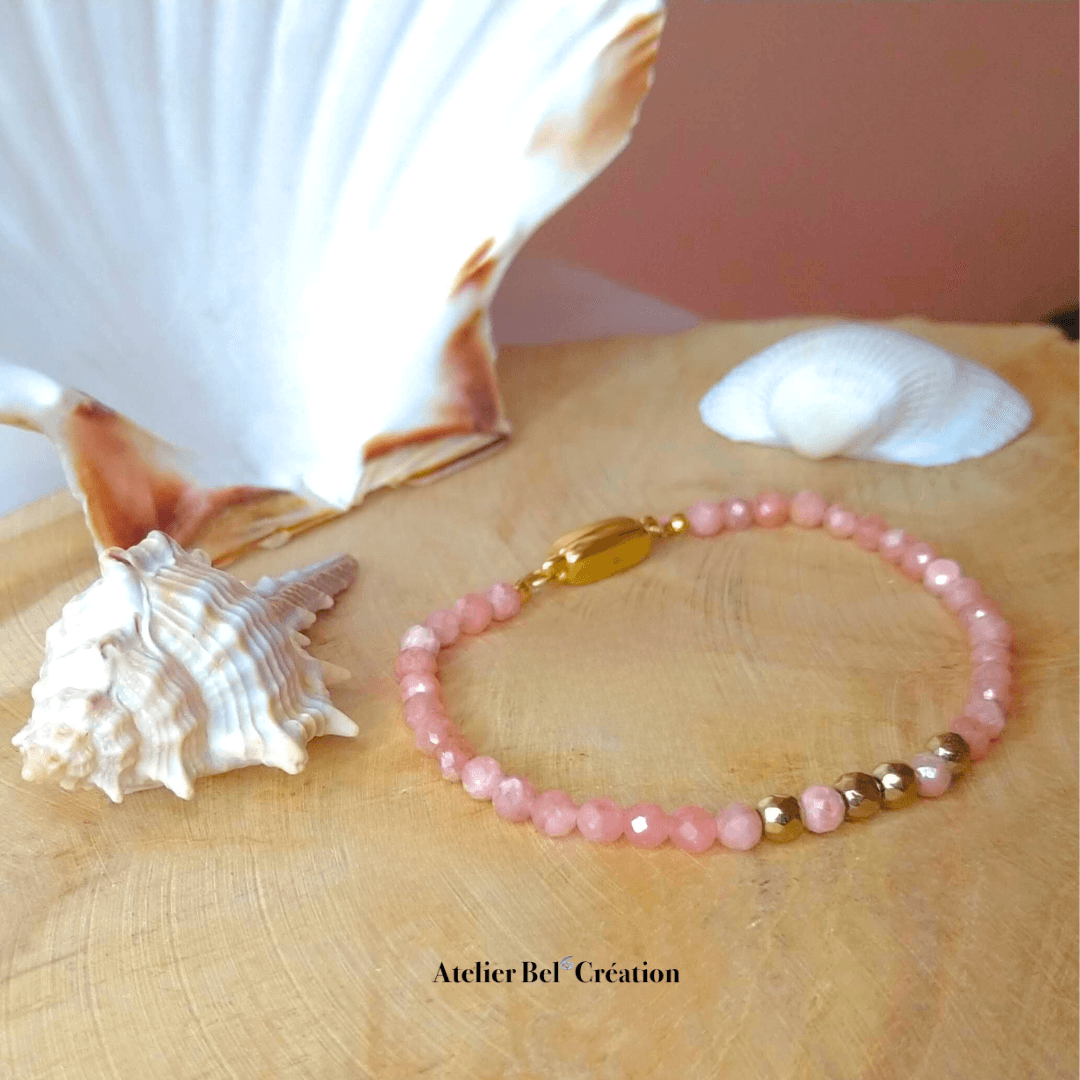Bracelet perles naturelles facettes « Bella » - Atelier Bel’Création