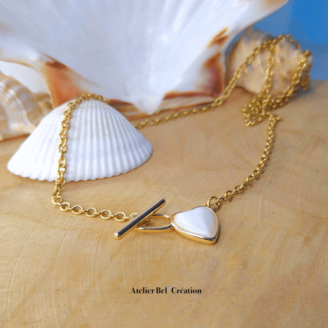 Collier Coeur nacré « Lia » - Atelier Bel’Création