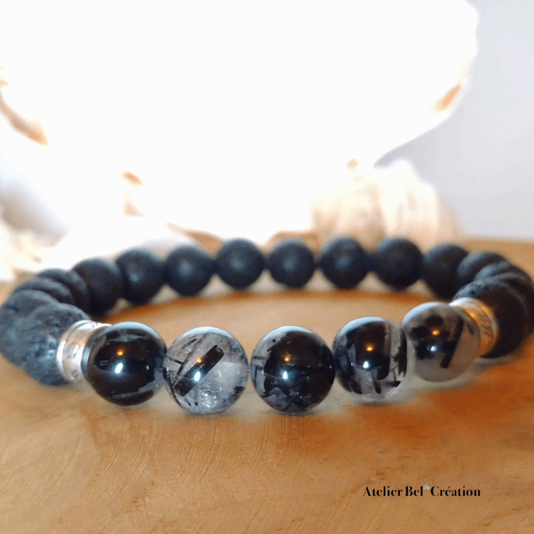 Bracelet homme Quartz en tourmaline « Artémis » - Atelier Bel’Création