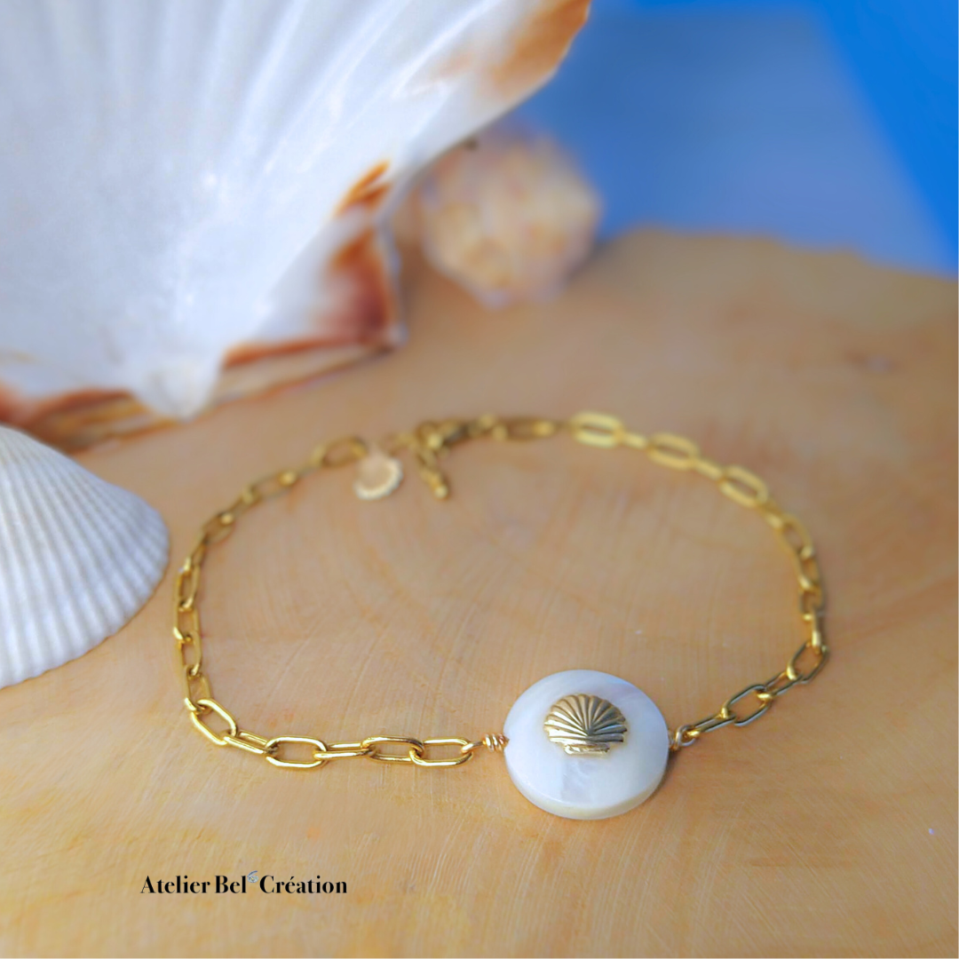 Bracelet nacre et coquillage « Areté »