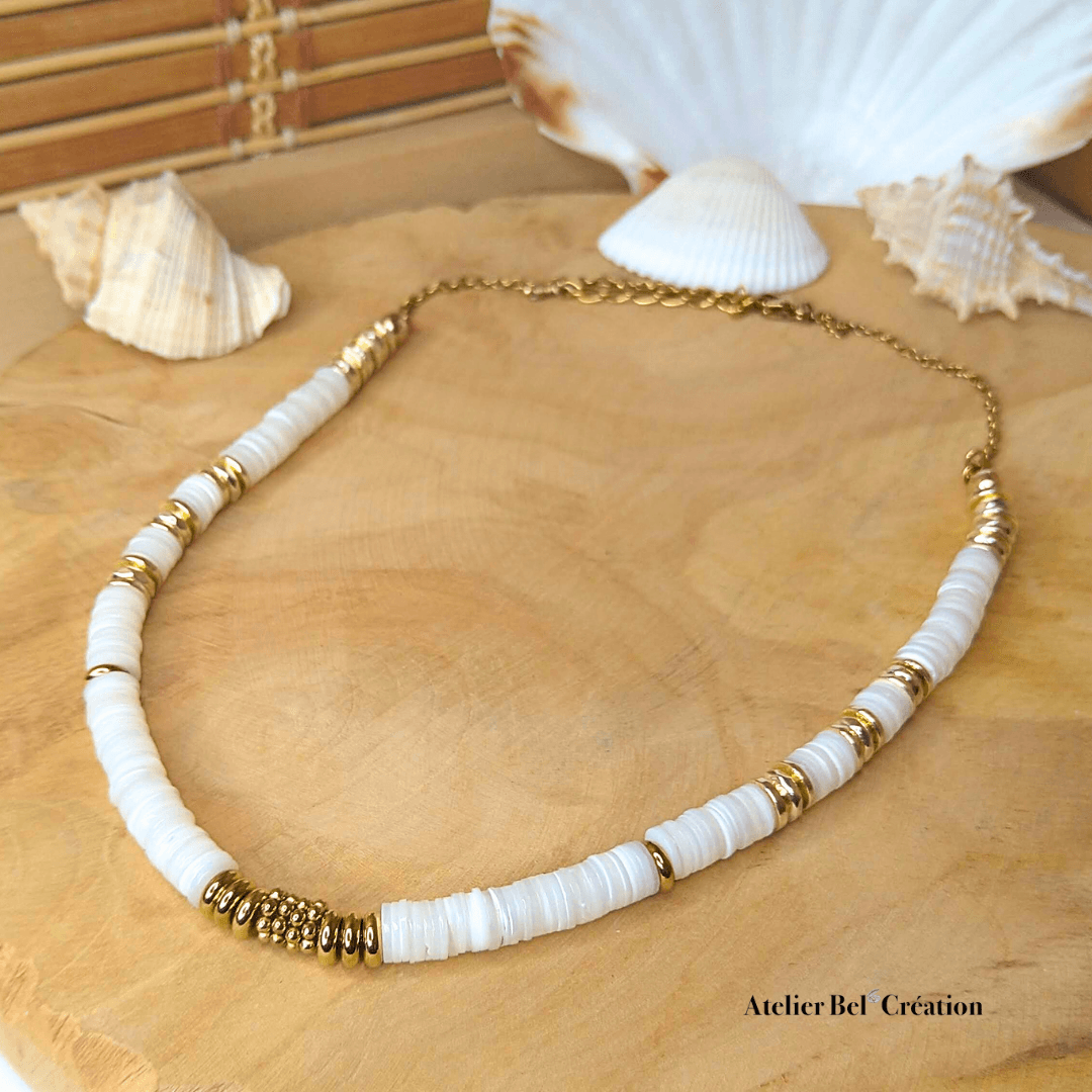 Collier Heishi nacre "Malibu " - Atelier Bel’Création