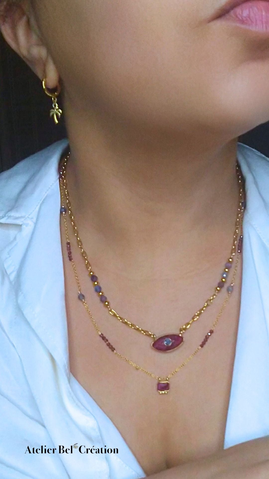 Garnet Eye Amulet Necklace