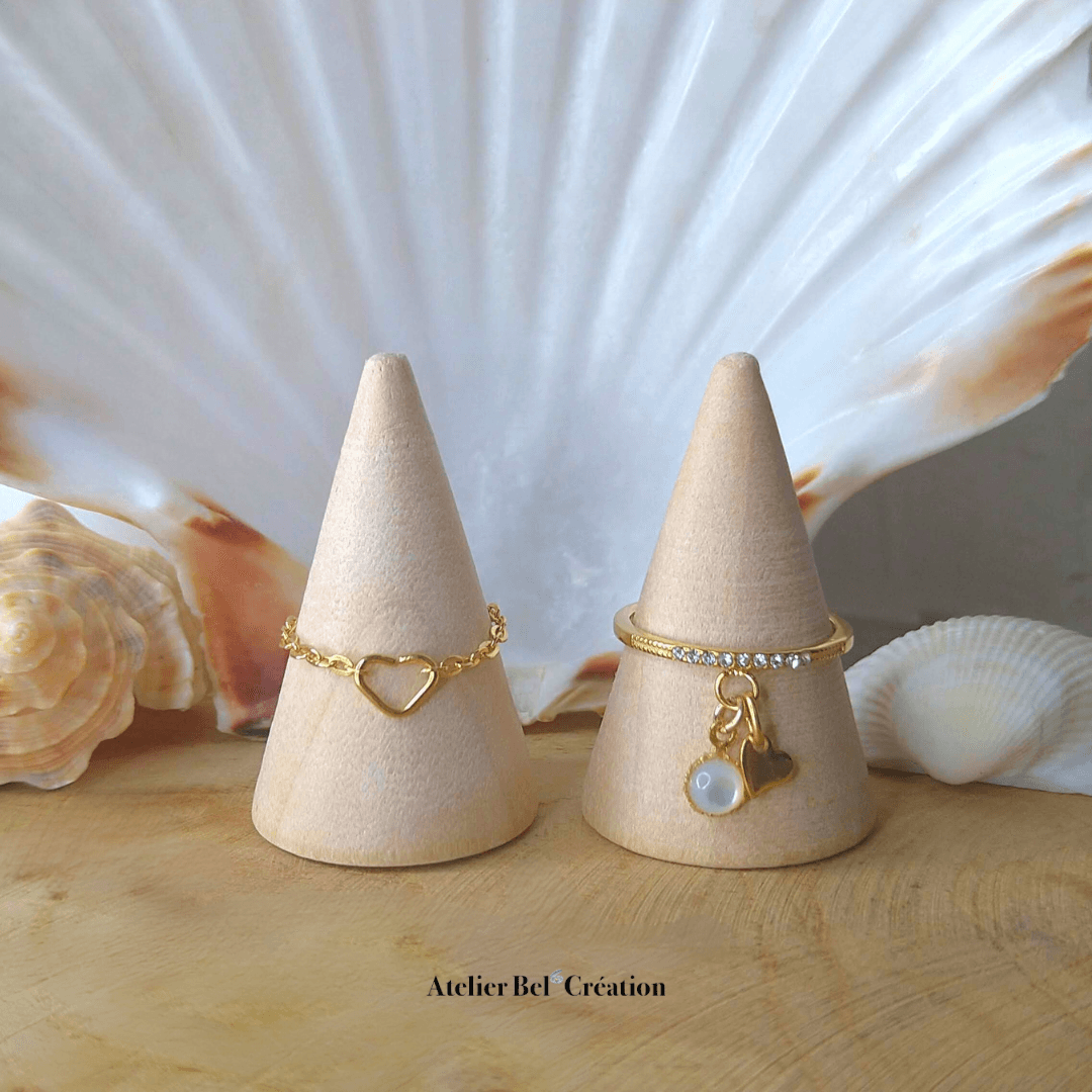 Bague chaînette cœur « Baya » - Atelier Bel’Création