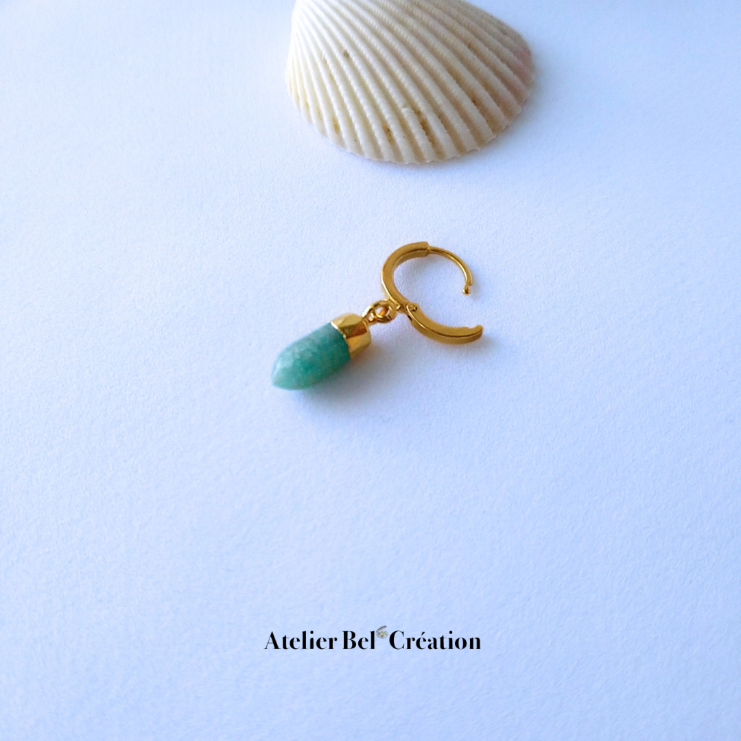 Mini hoop, single Amazonite “Blue” earring
