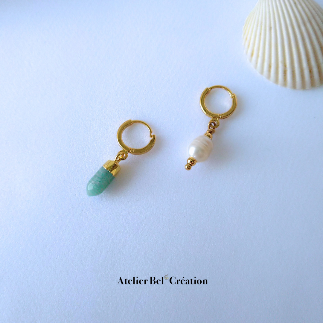 Mini hoop, single Amazonite “Blue” earring