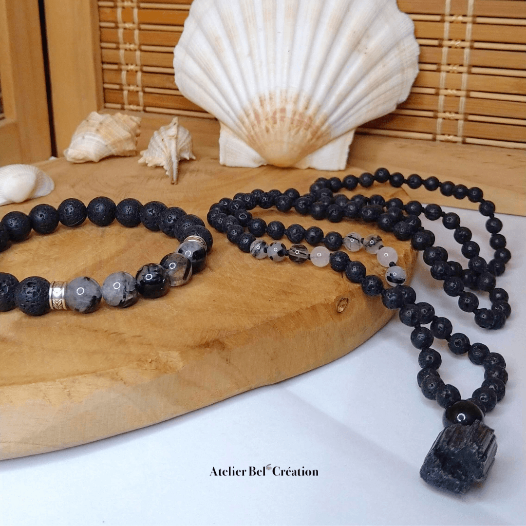 Bracelet homme Quartz en tourmaline « Artémis » - Atelier Bel’Création