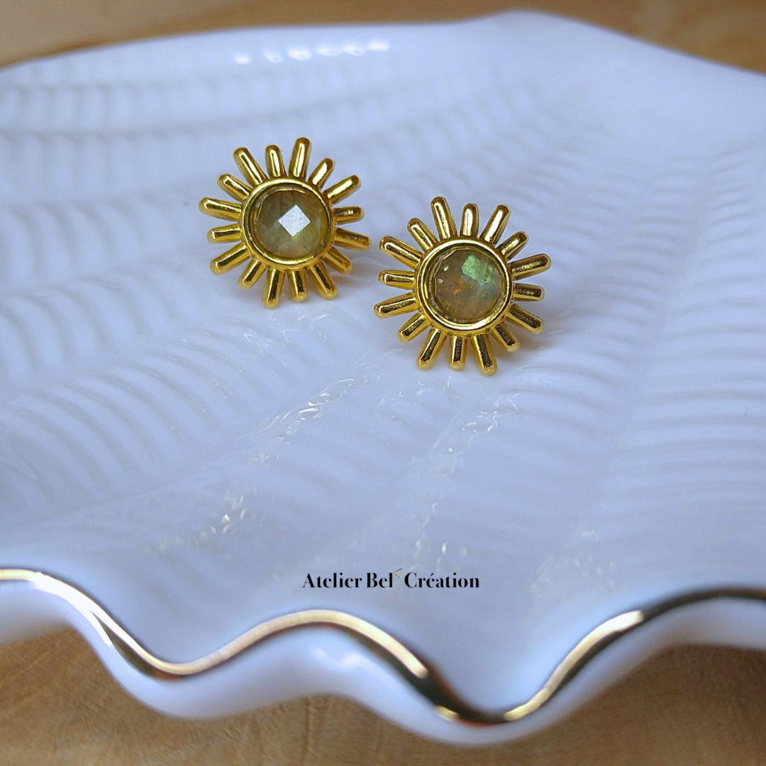 Loelia Labradorite Sun Stud Earrings