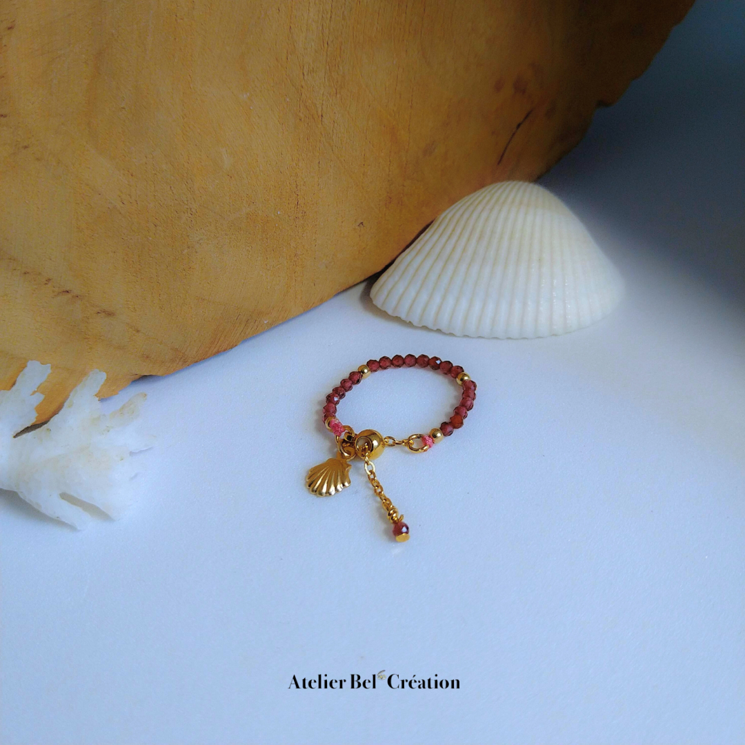 Adjustable ring "Basma" - in natural Garnet stone