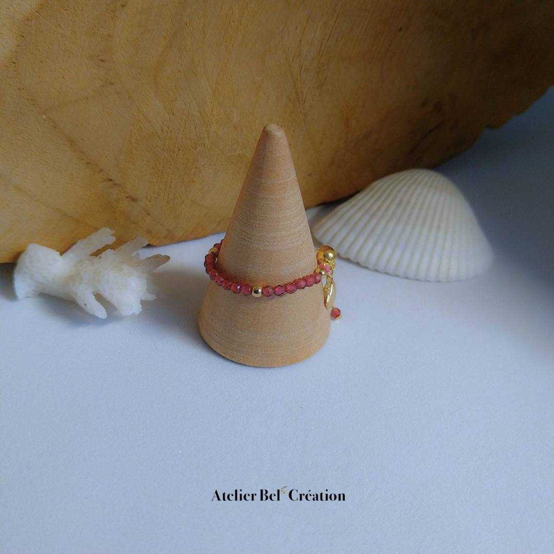 Adjustable ring "Basma" - in natural Garnet stone