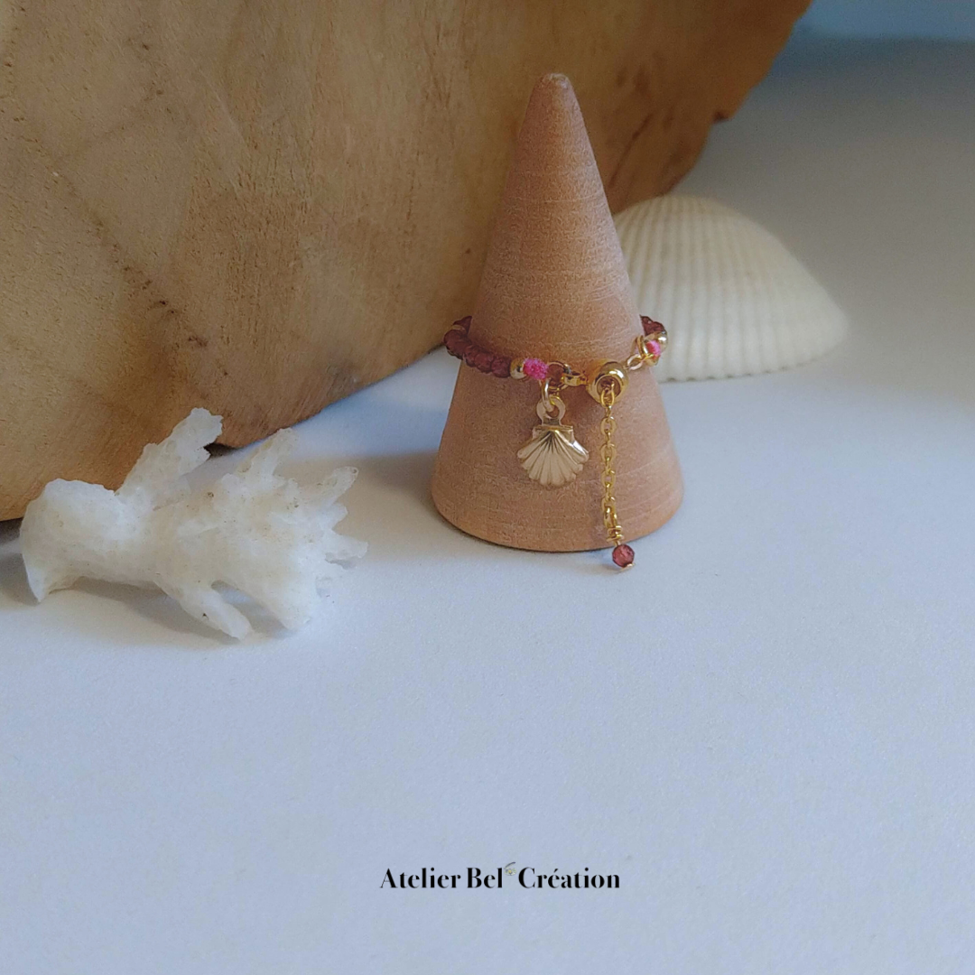 Adjustable ring "Basma" - in natural Garnet stone