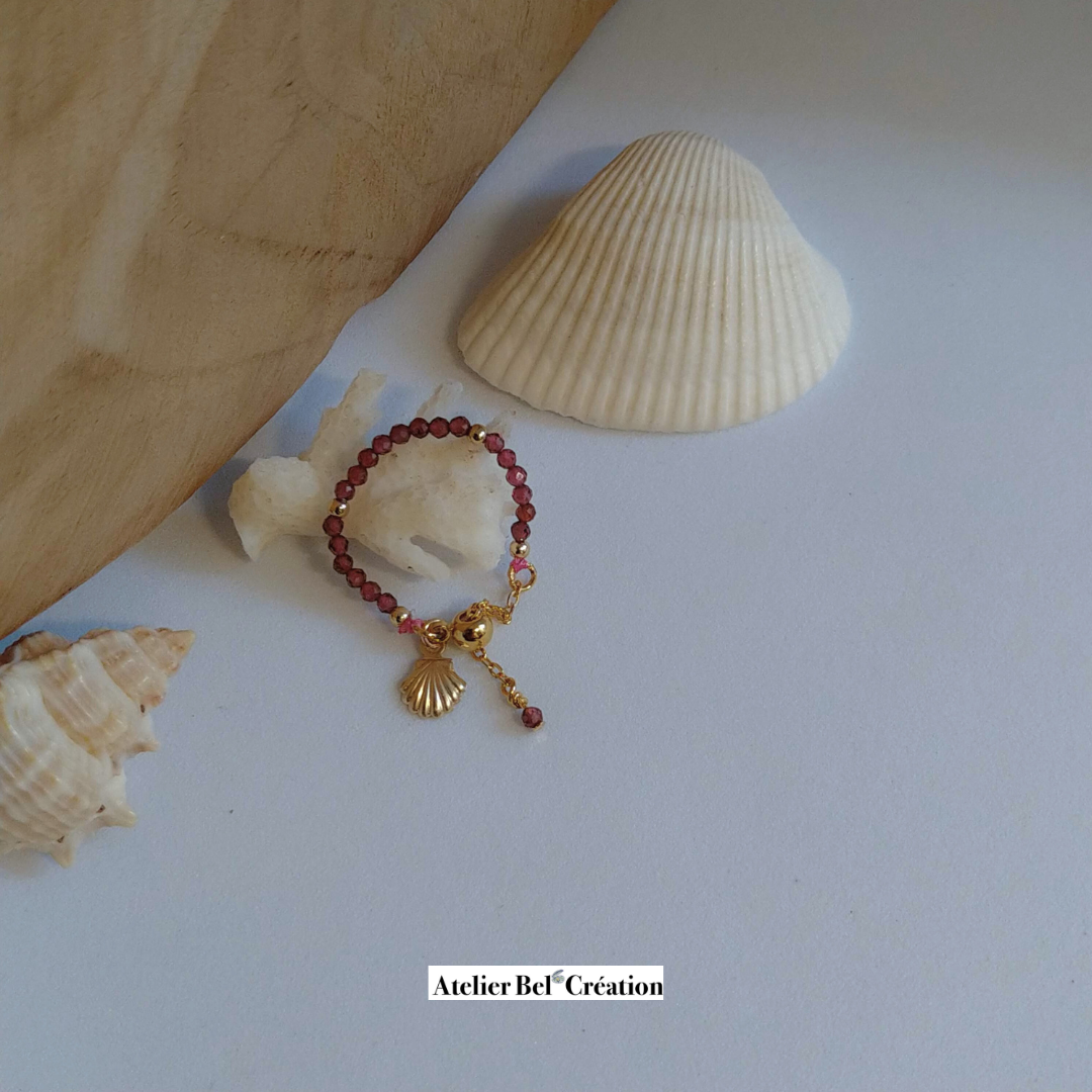 Adjustable ring "Basma" - in natural Garnet stone