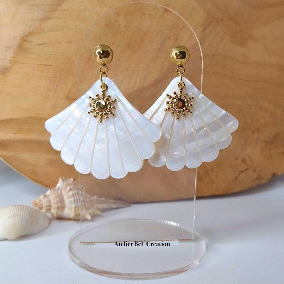 Boucles d’oreilles coquillage nacre « Charline » - Atelier Bel’Création
