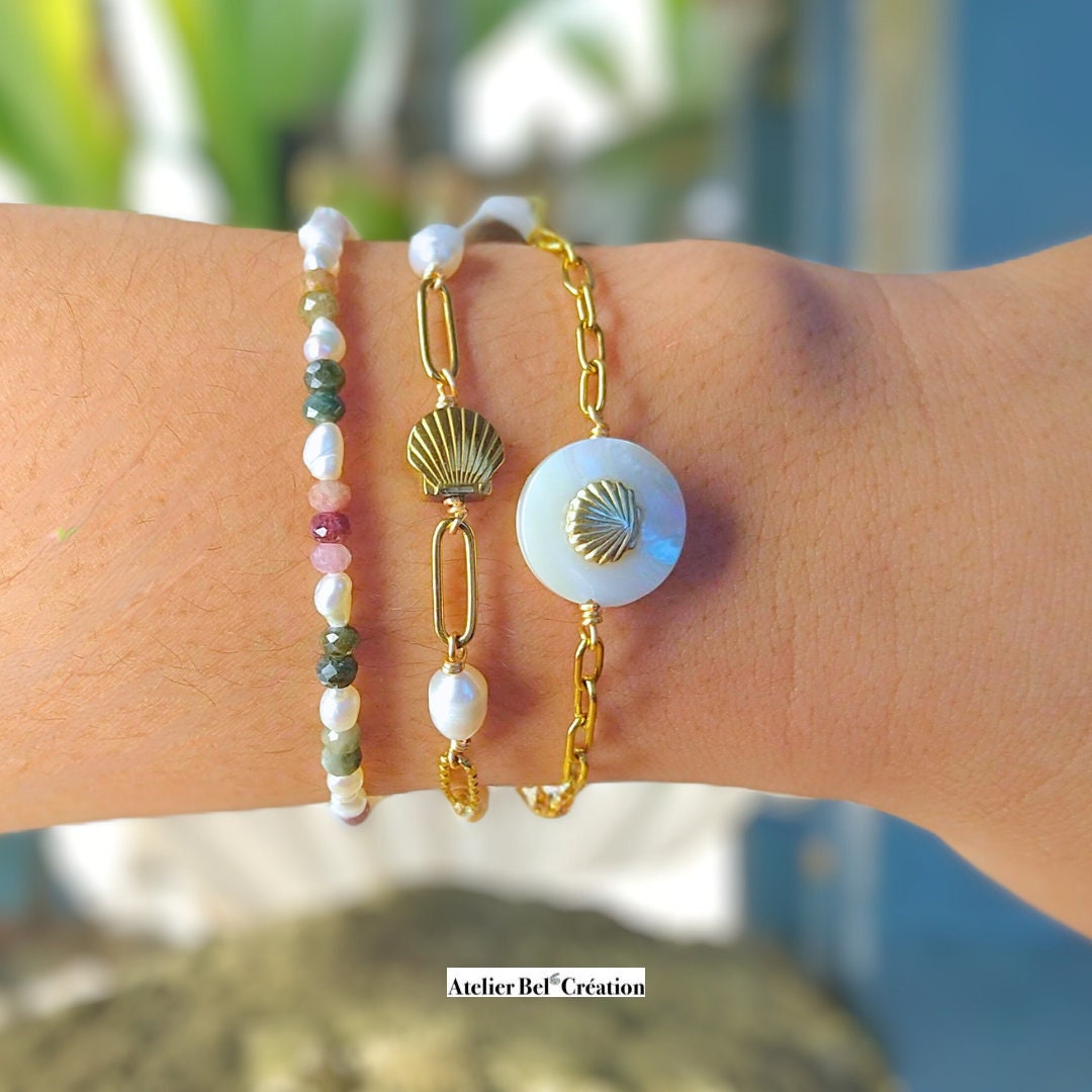 Bracelet nacre et coquillage « Areté »