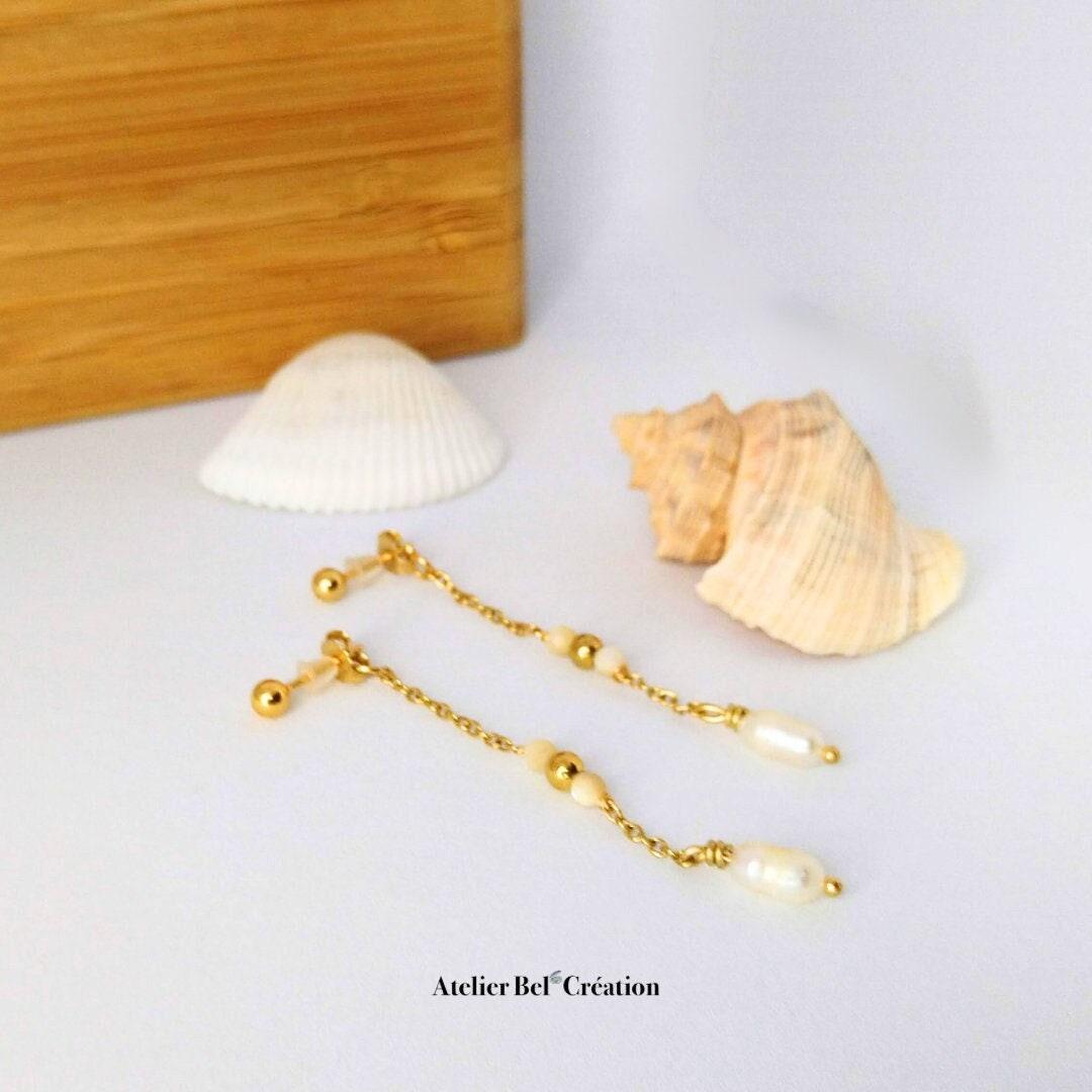 Puce et dos d’oreille chaînette « Perla » - Atelier Bel’Création