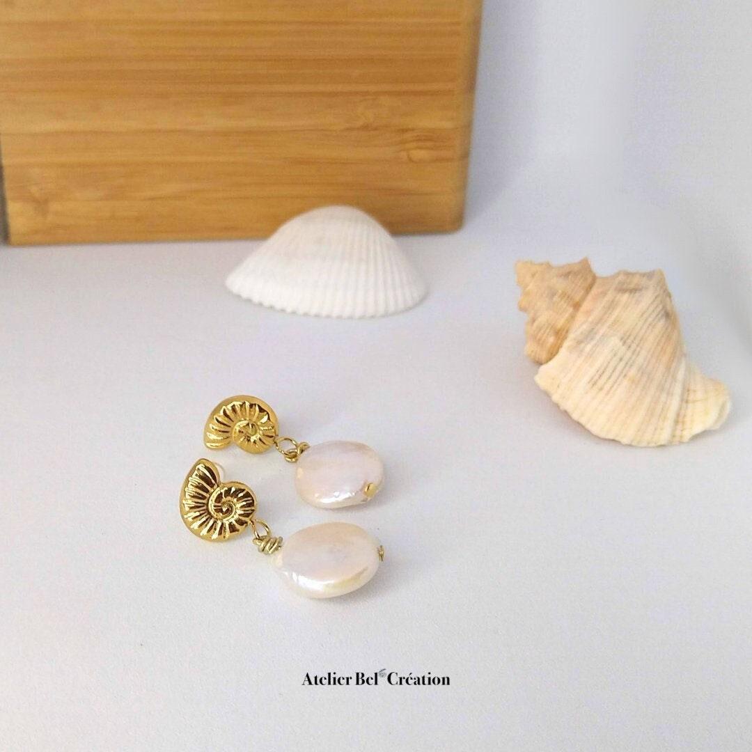 Boucles d’oreilles perle eau douce baroque « Lanoa » - Atelier Bel’Création