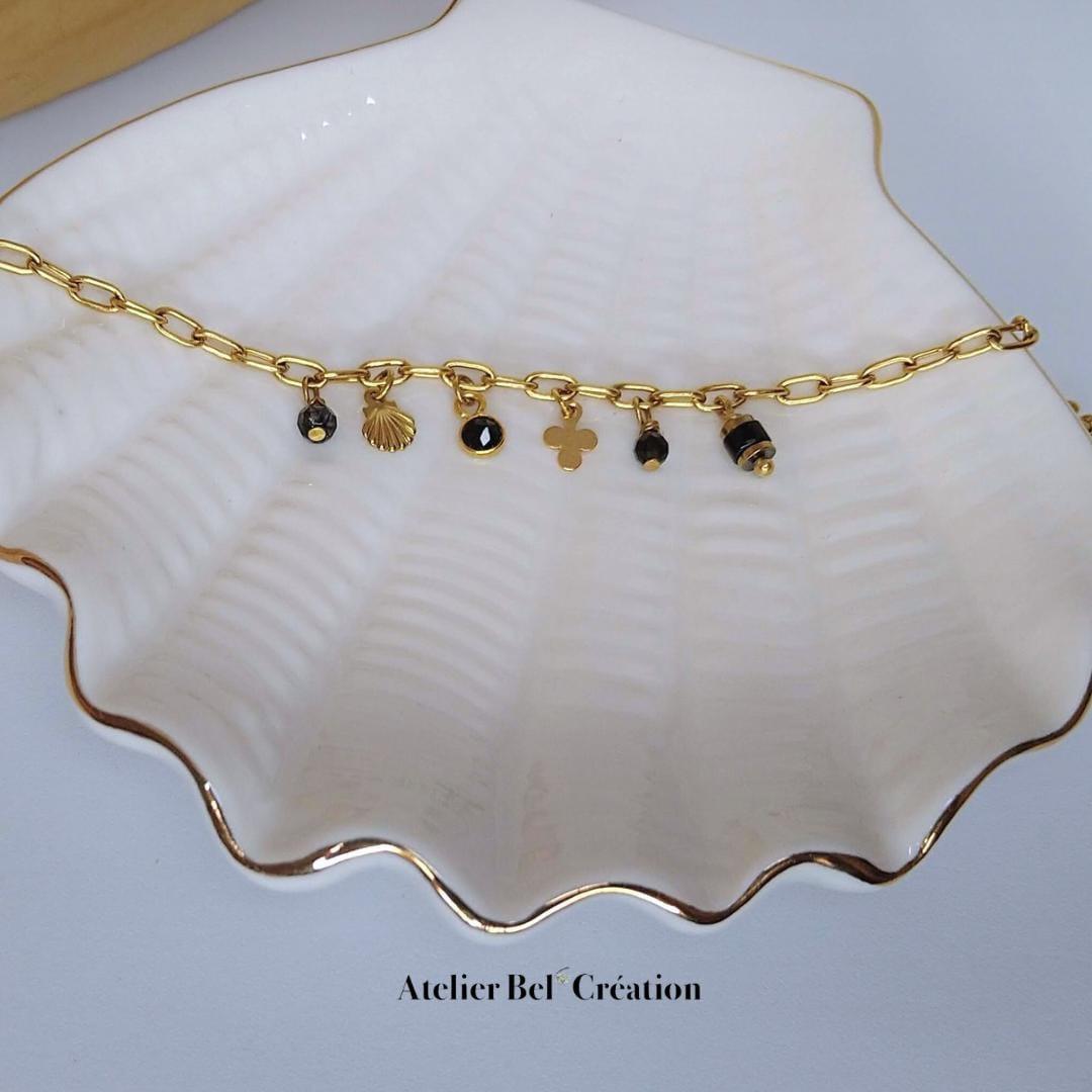 Bracelet breloques Onyx noir « Licea » - Atelier Bel’Création