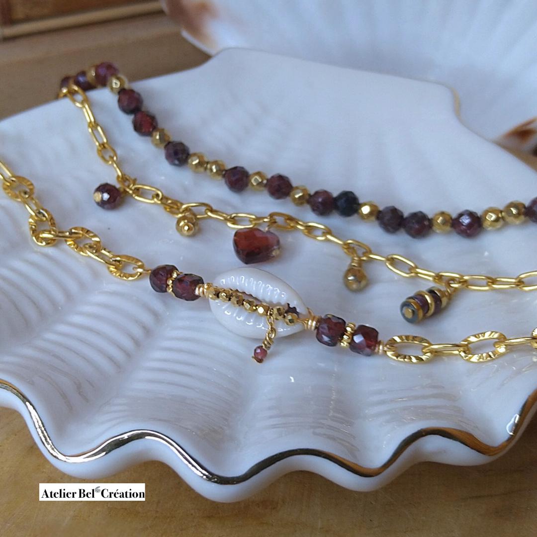 Grenat Bracelets | stainless steel, shell, gemstone, charms bracelet