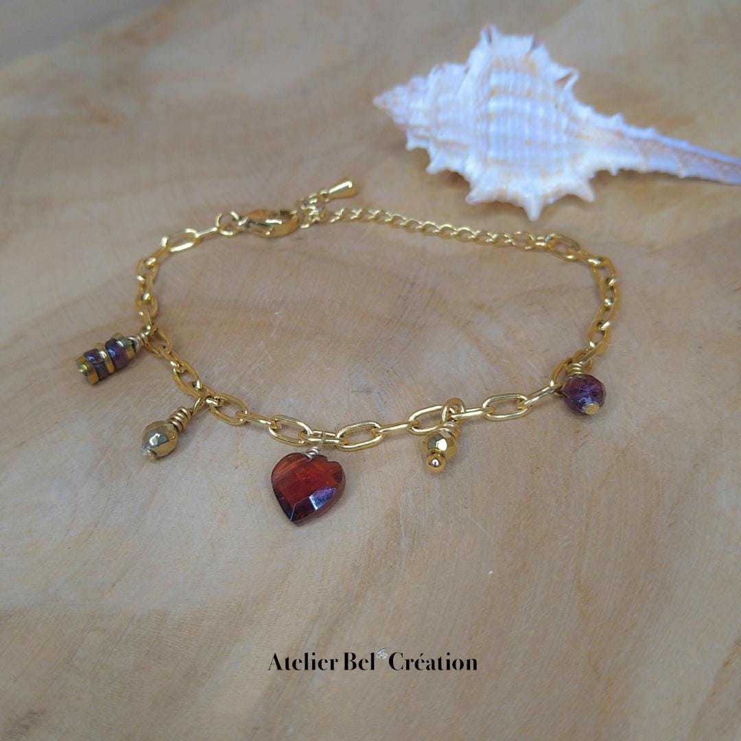 Grenat Bracelets | stainless steel, shell, gemstone, charms bracelet