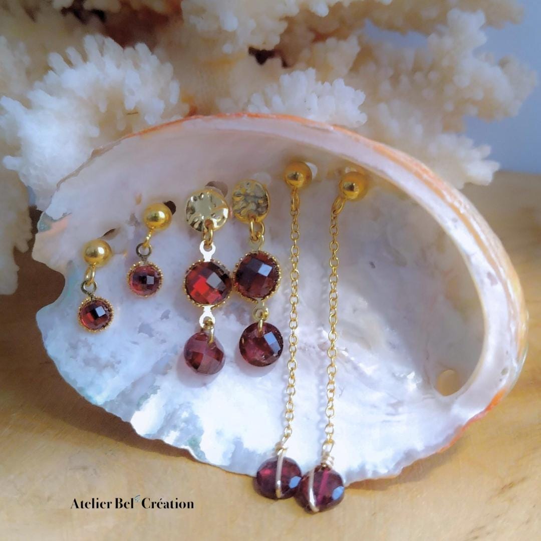 Grenat Mono dangle earring chain | drop earring, natural gemstone