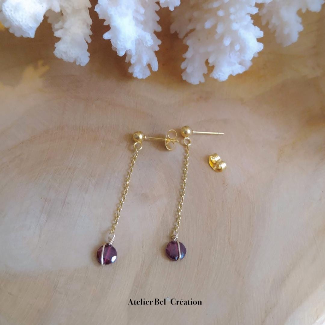 Grenat Mono dangle earring chain | drop earring, natural gemstone