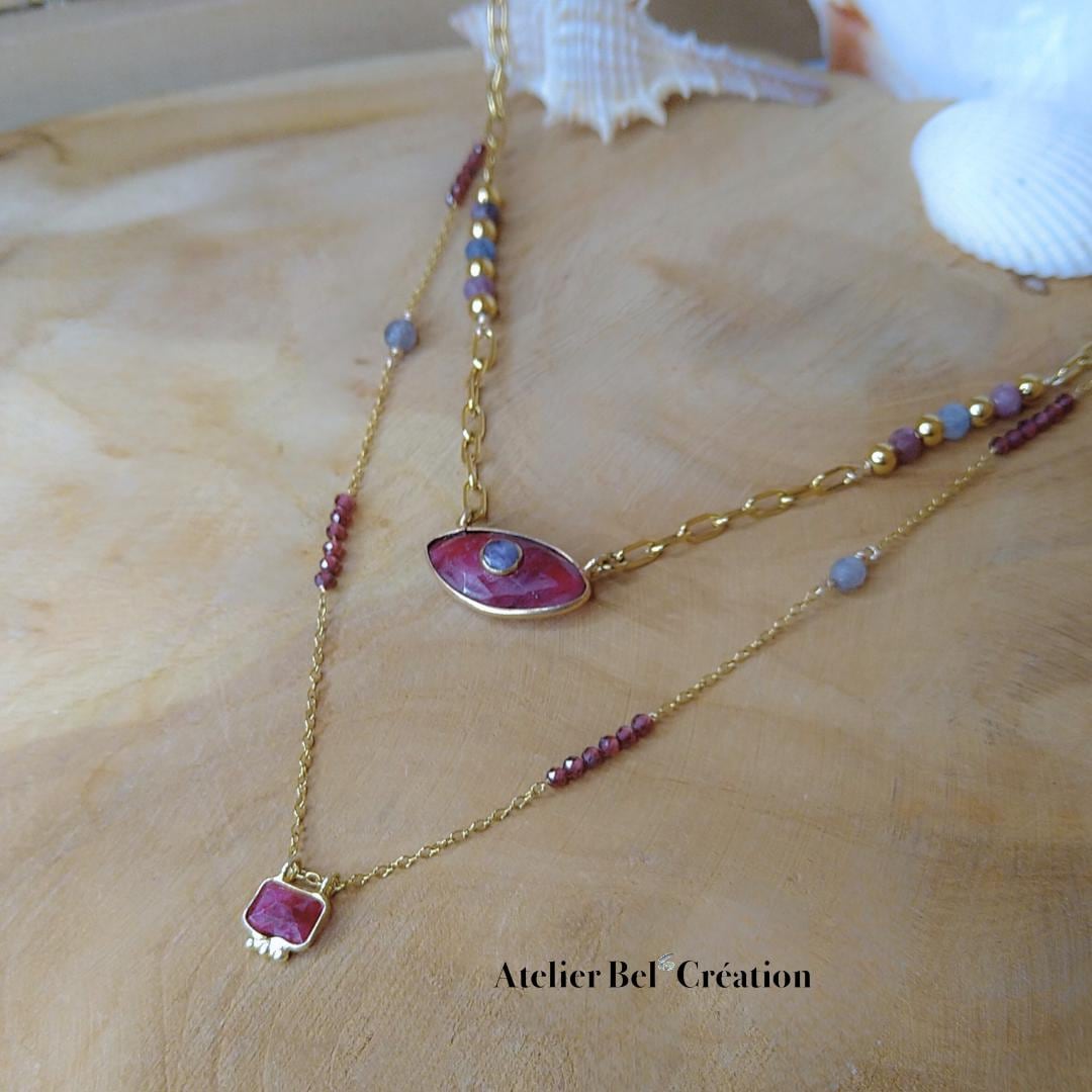 Natural stones Necklaces | Grenat gemstone, amulet eye
