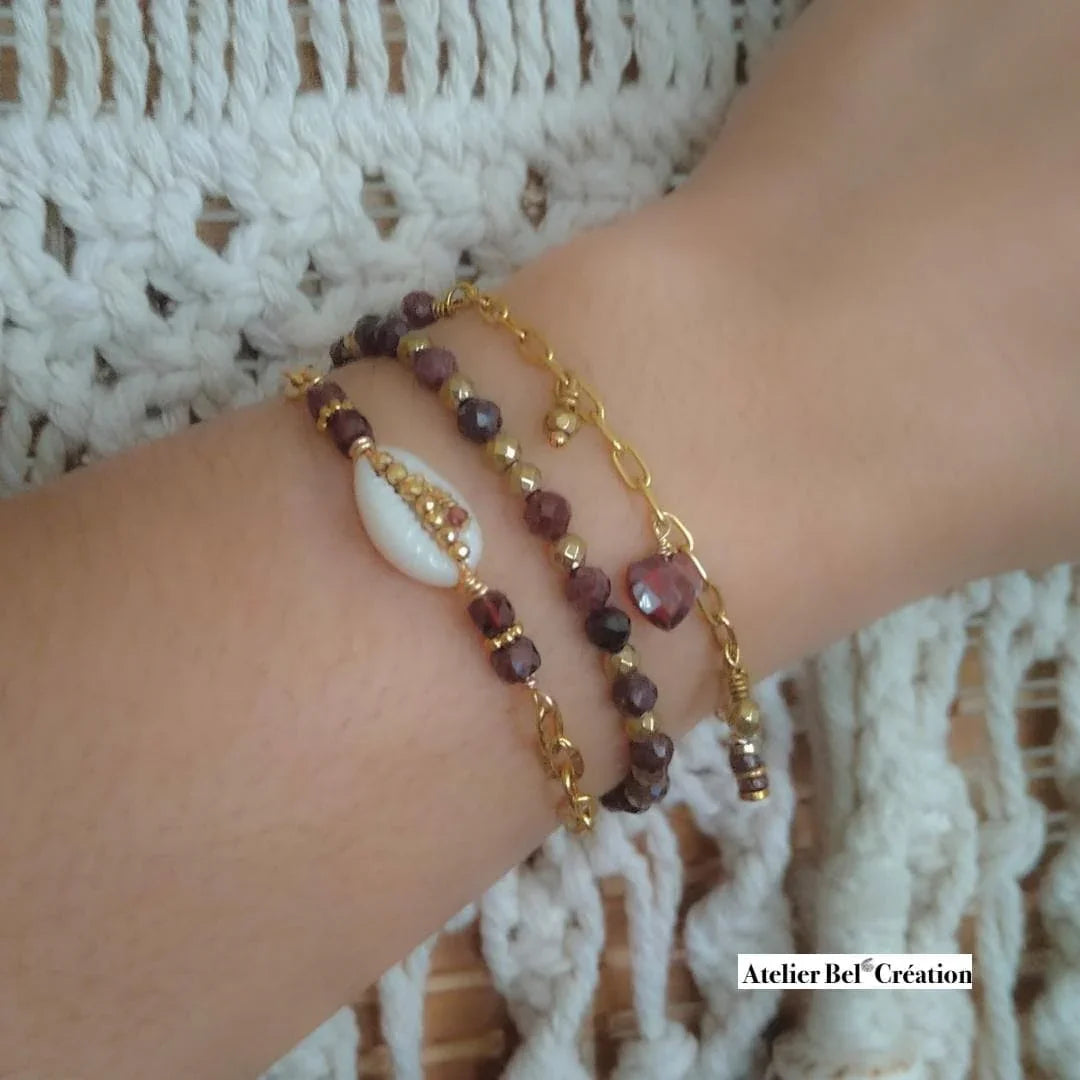 Grenat Bracelets | stainless steel, shell, gemstone, charms bracelet