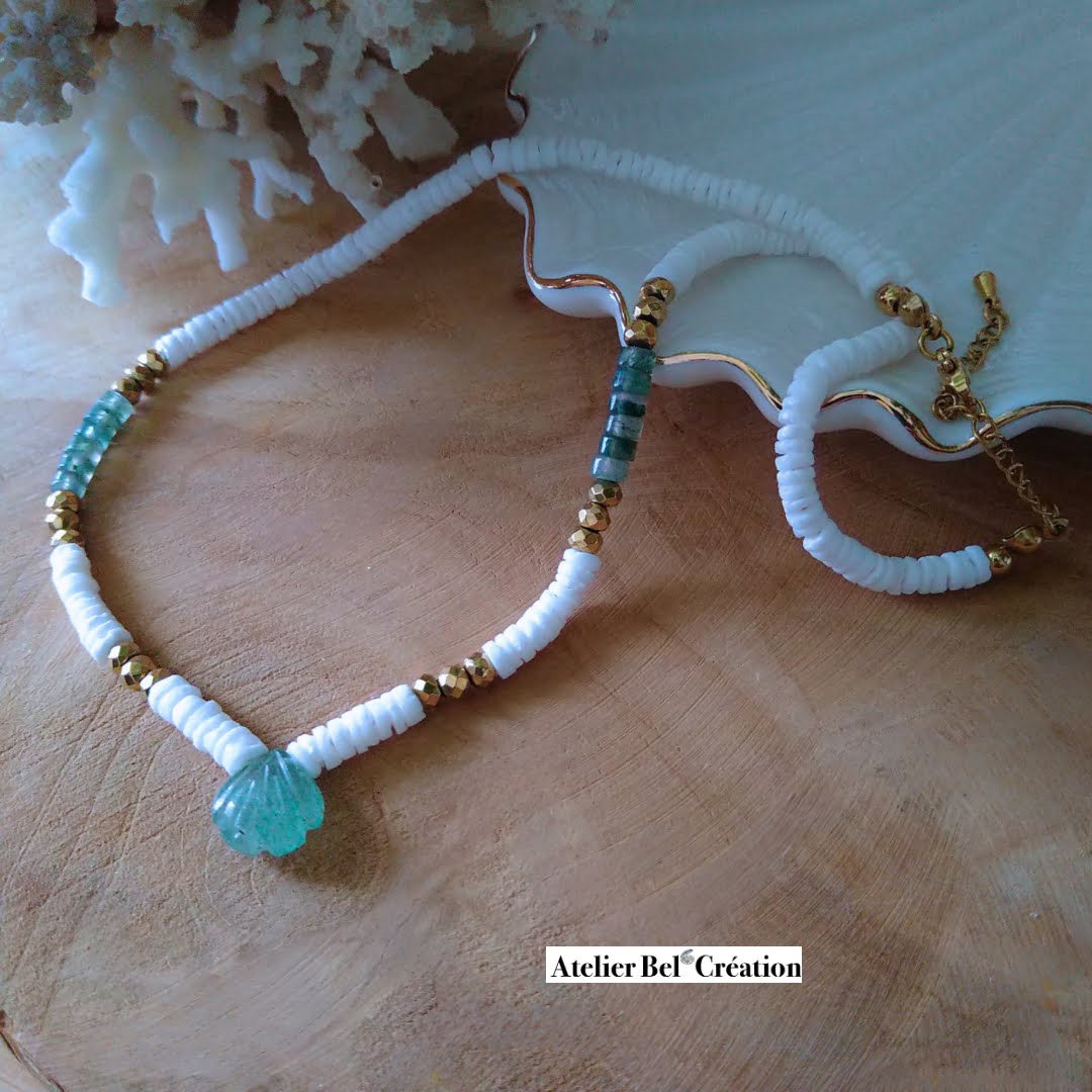 Collier heishi en pierres naturelles « Capucine »