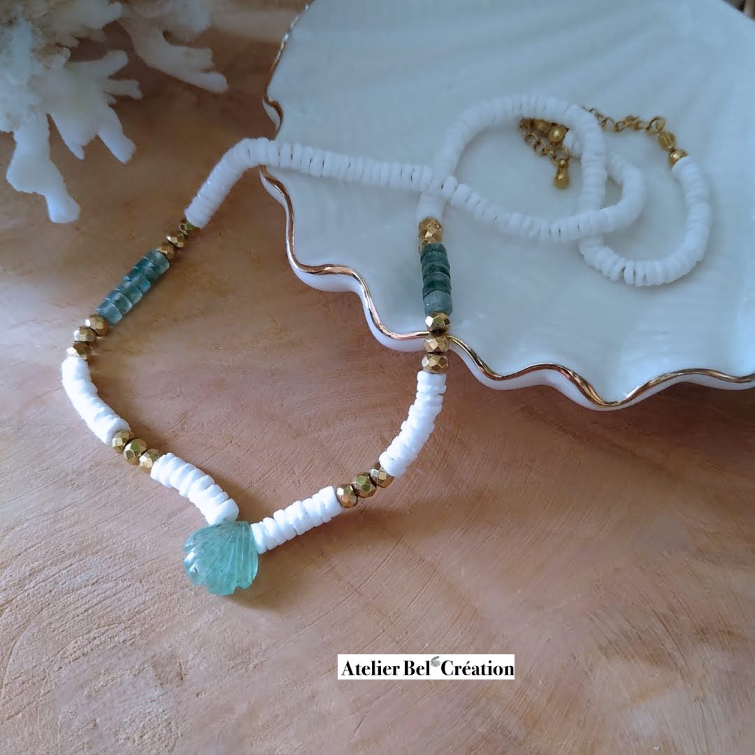 Collier heishi en pierres naturelles « Capucine »
