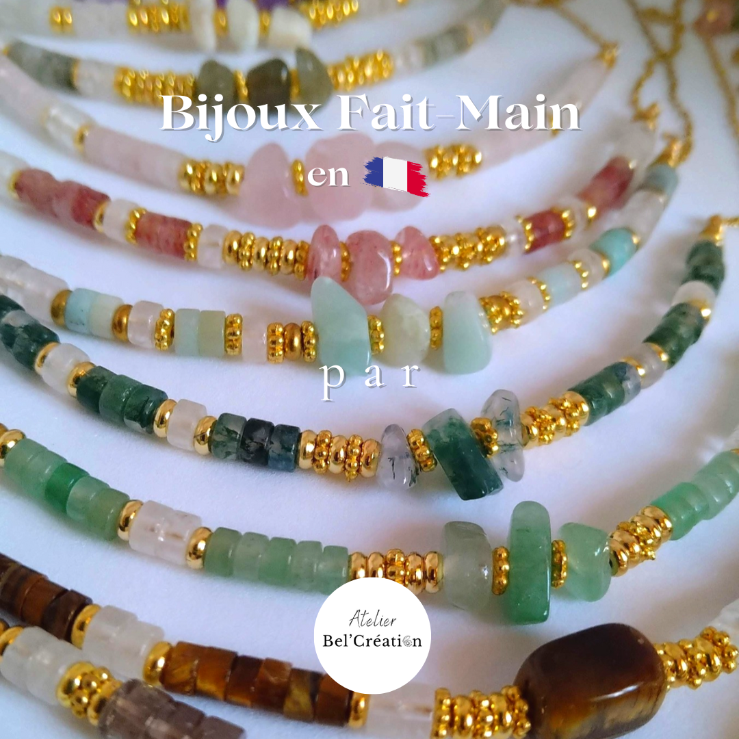 Bijoux fait-main en pierres naturelles par Atelier Bel’Création, colliers colorés et élégants