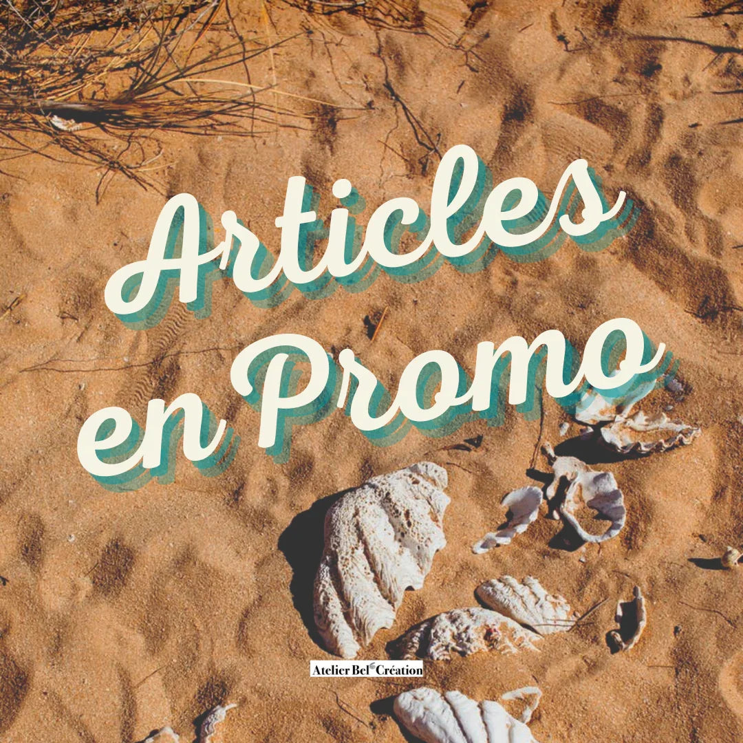 Articles en Promo sur sable avec coquillages, Atelier Bel’Création