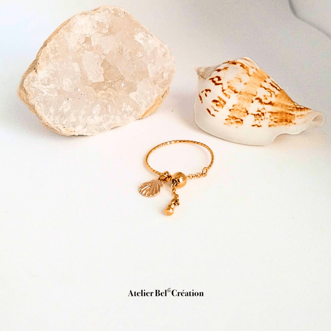 Bague fine réglable coquillage « Culebra » - Atelier Bel’Création