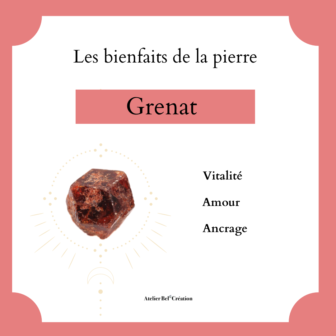 Bague chaînette en Grenat « Bahá »