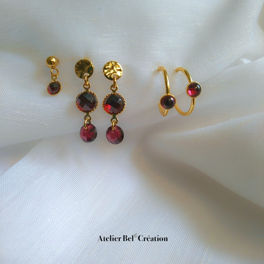 Boucles d’oreilles en Grenat « Mélida »