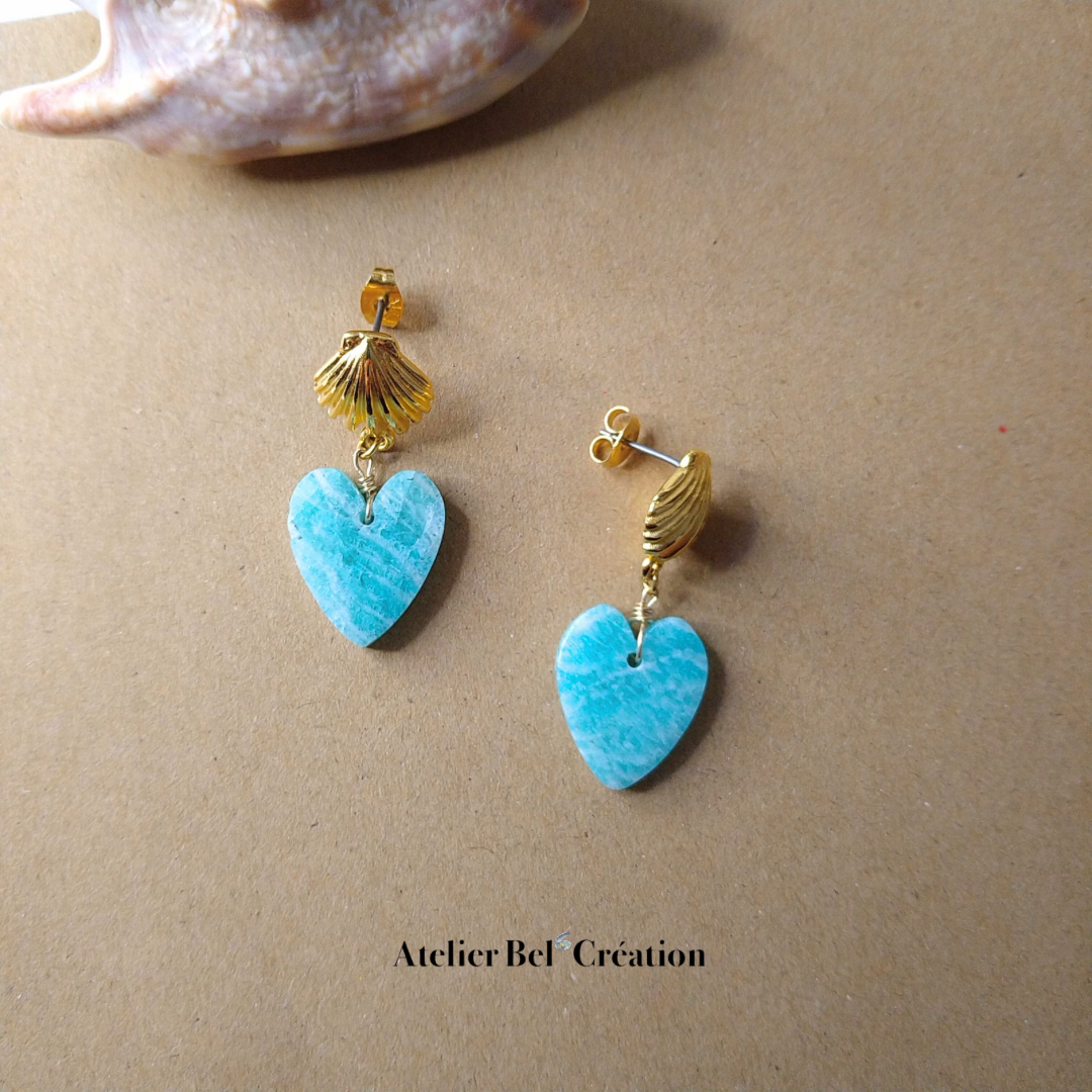 "Seana" Amazonite Heart Earrings