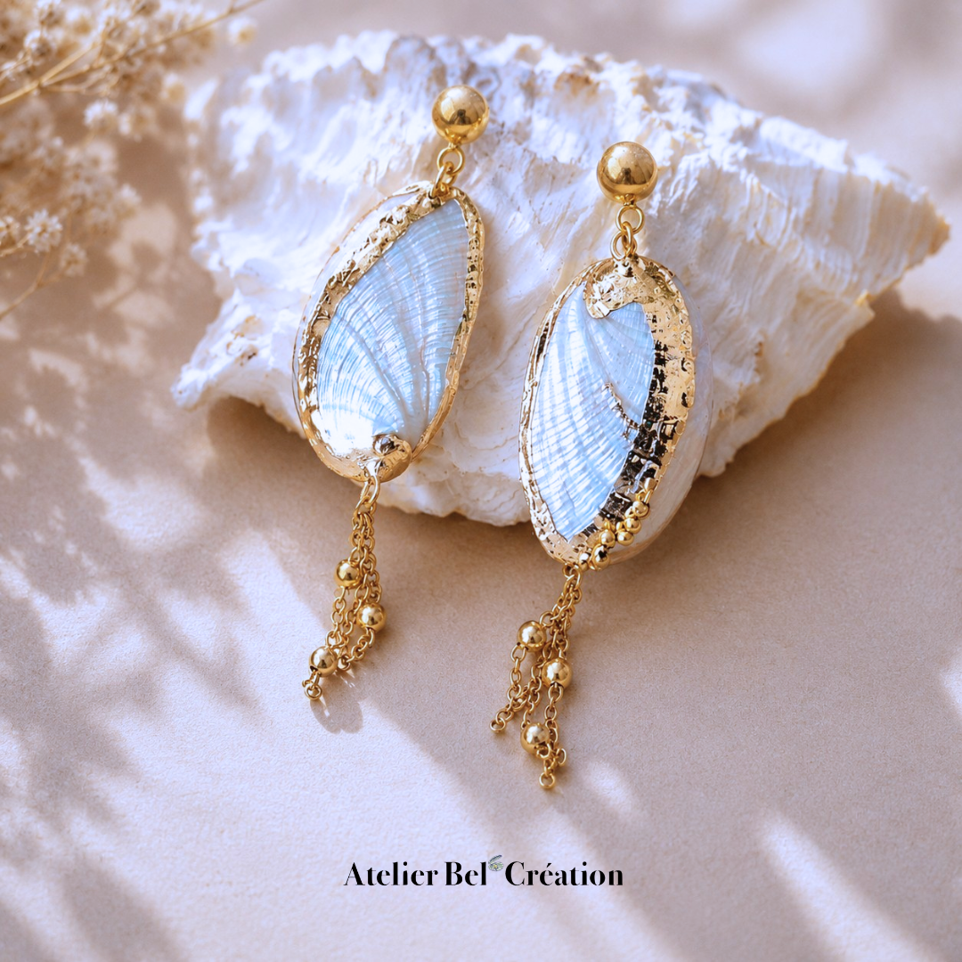 Abalone Shell earrings, Drop-shaped shell earrings | stainless steels