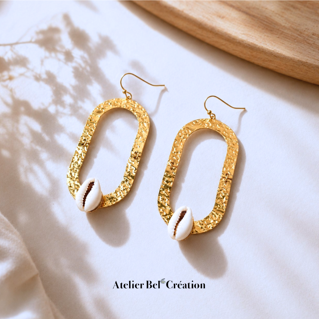 Boucles d'oreilles Ovale Cauris « Elena »