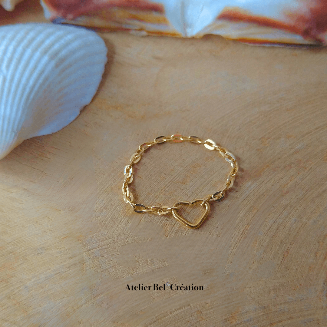 Bague chaînette cœur « Baya » - Atelier Bel’Création