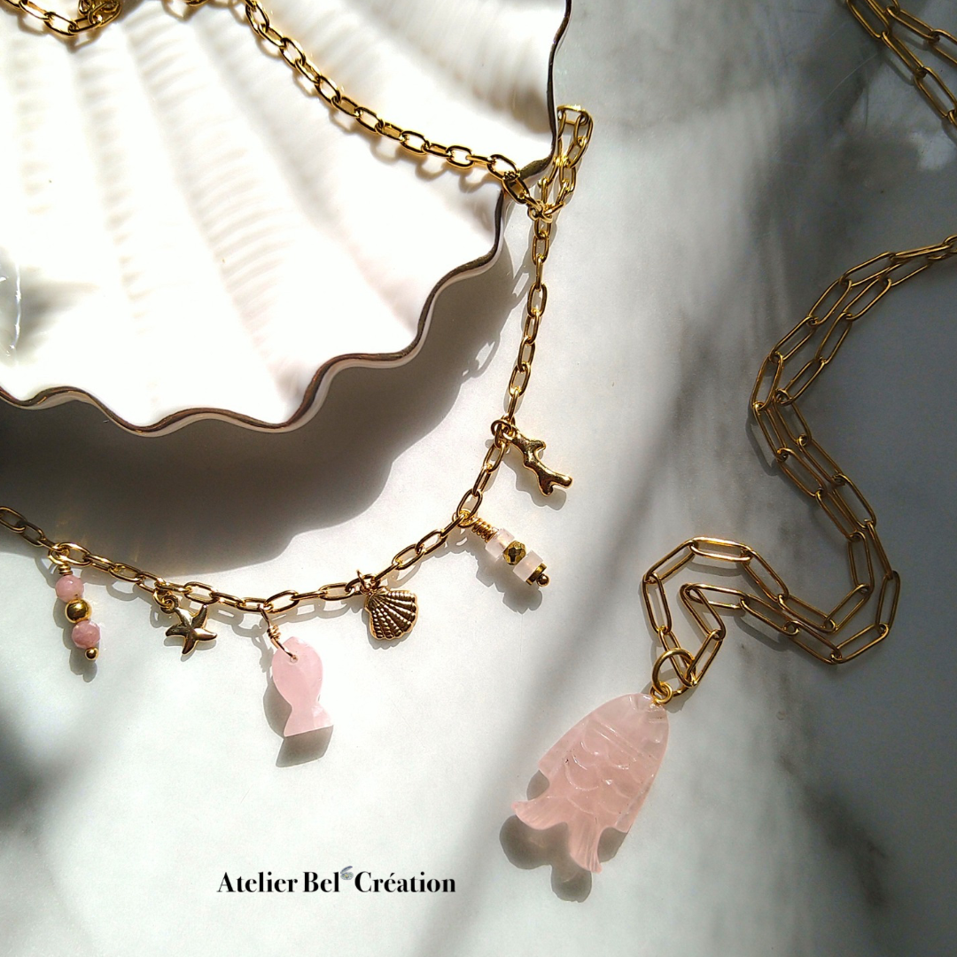 Colliers Quartz Rose « Fishermans »