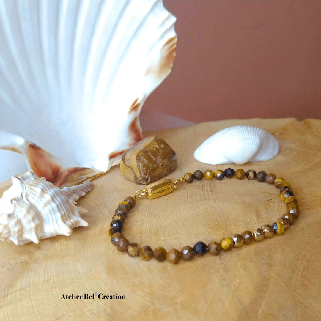 Bracelet perles naturelles facettes « Bella » - Atelier Bel’Création