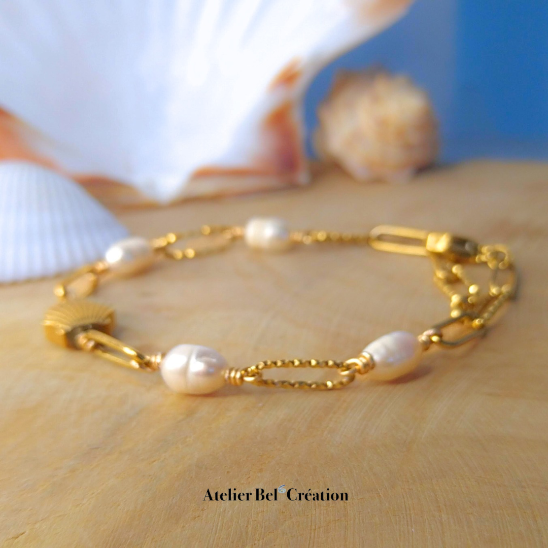 Cultured pearl bracelet “Nausicaa”