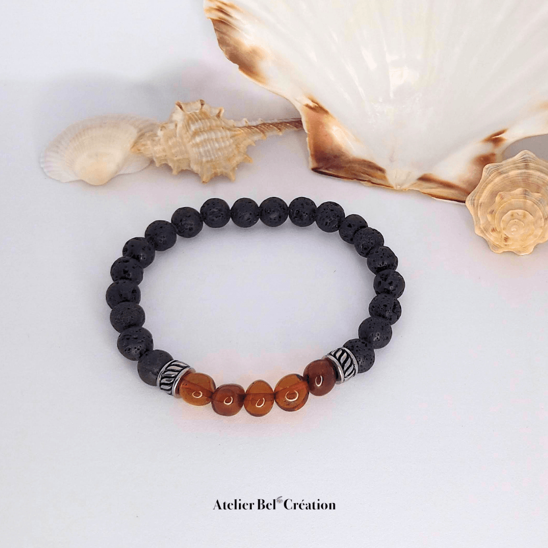 Bracelet homme Ambre « Atlas » - Atelier Bel’Création