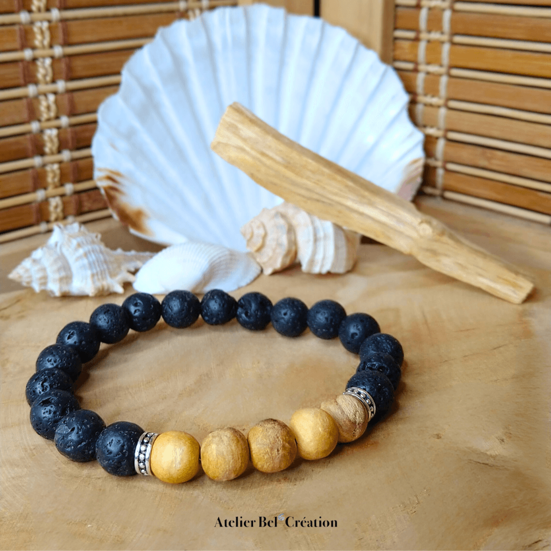 Bracelet homme Palo Santo « Héphaîstos » - Atelier Bel’Création